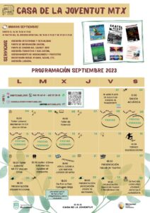 Programación septiembre Casa de la Juventud