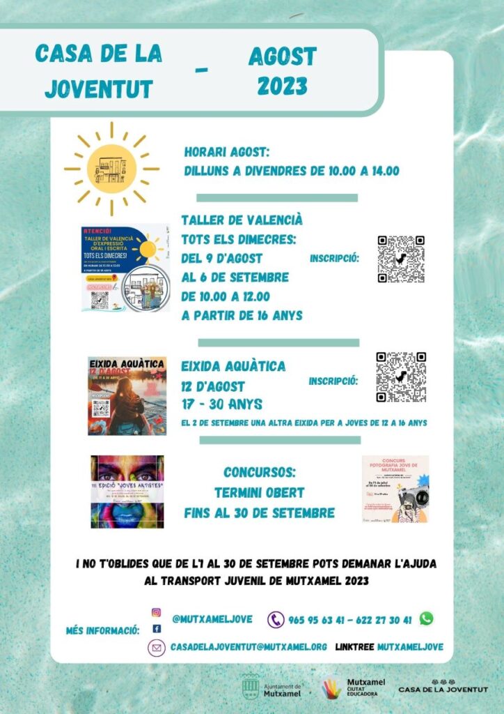 Programació Agost Casa de la Joventut