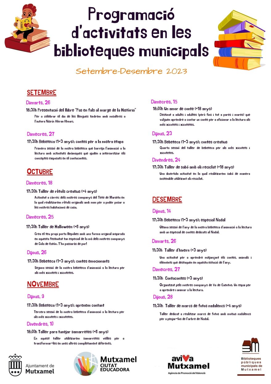 Promogramació d´activitats Biblioteques Municipals